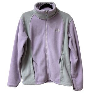 The North Face Full Zip 2 Tone Lavender Purple Gray Fleece Outdoor Jacket LG